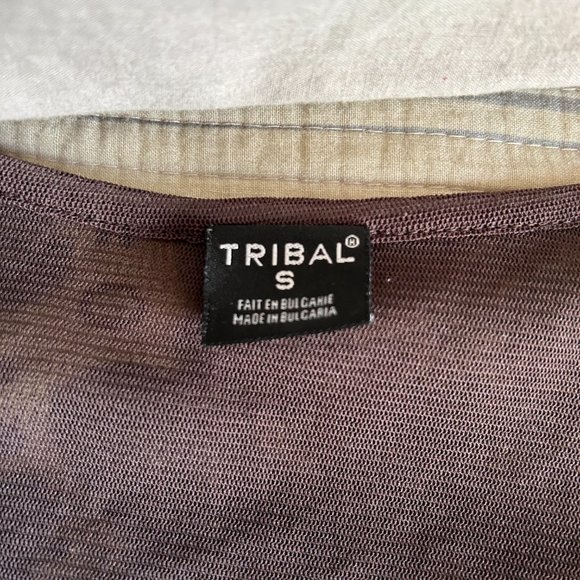 Tribal 2 layer Mesh Top with Velour Accents - Picture 2 of 7